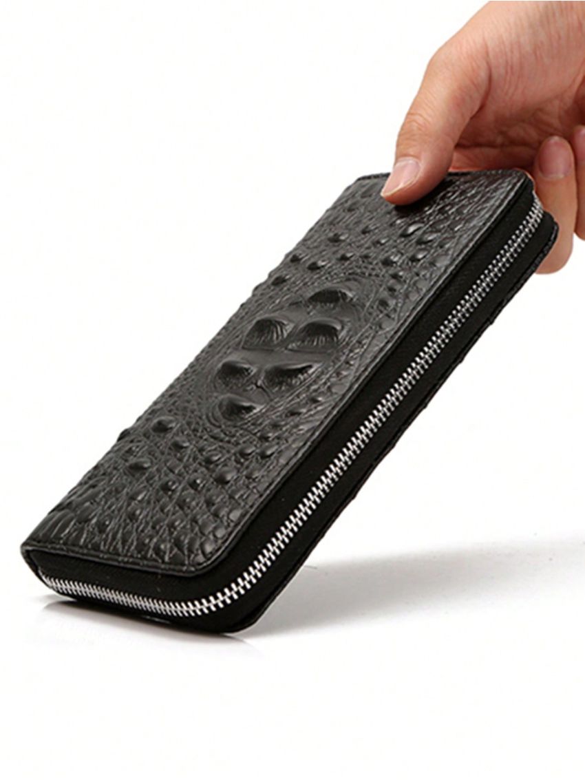 Crocodile Clutch Purse Double Zipper Purse Retro Purse Women's Long Wallet