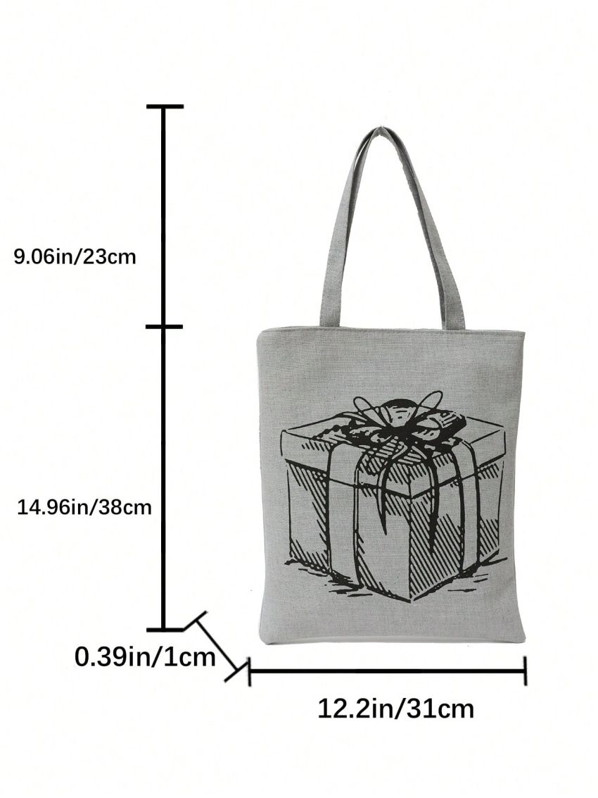 Gift Box Pattern Shoulder Tote Bag Portable Shoulder Bag For Commuting And Shopping