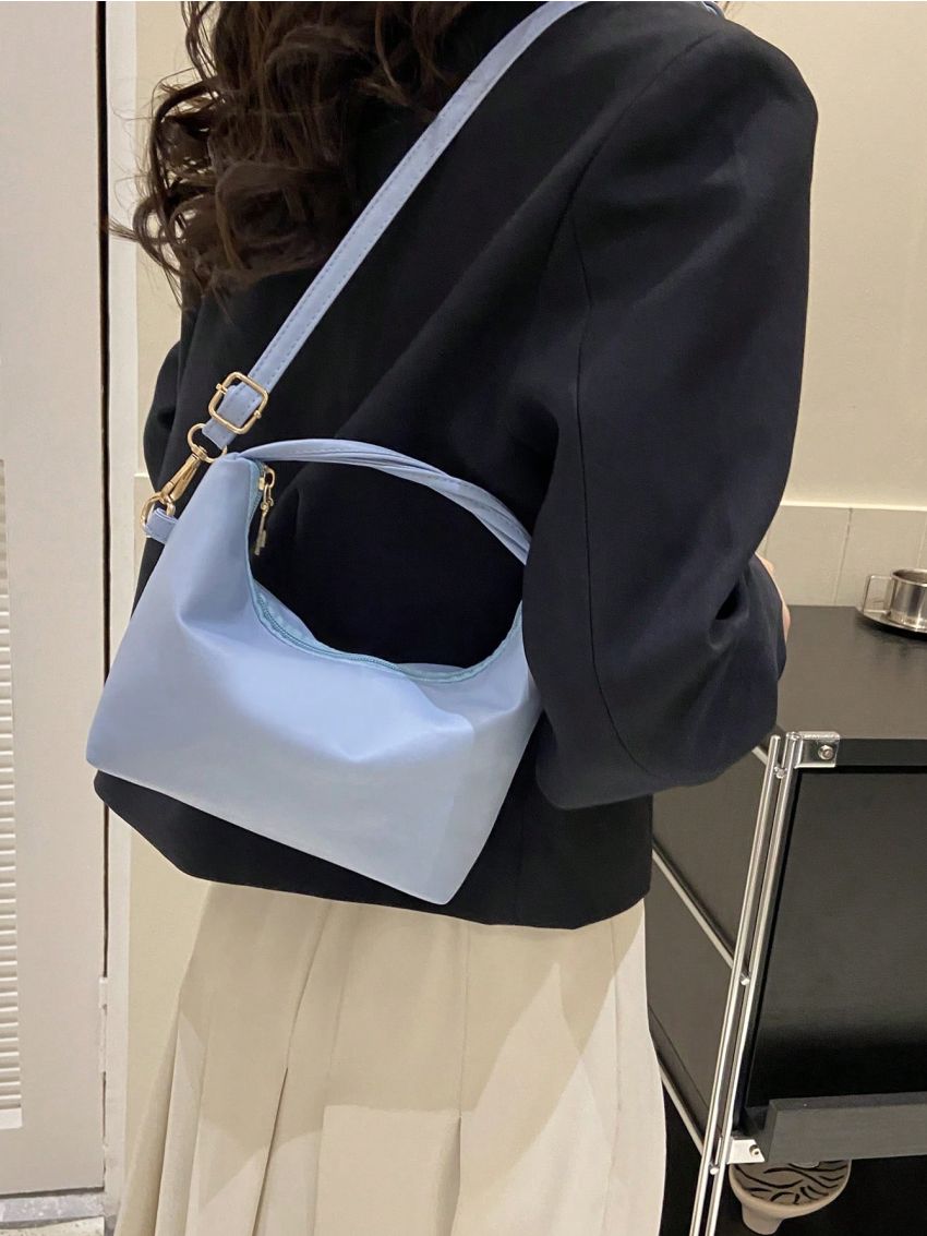 Mini Hobo Bag Baby Blue Minimalist Top Handle For Daily