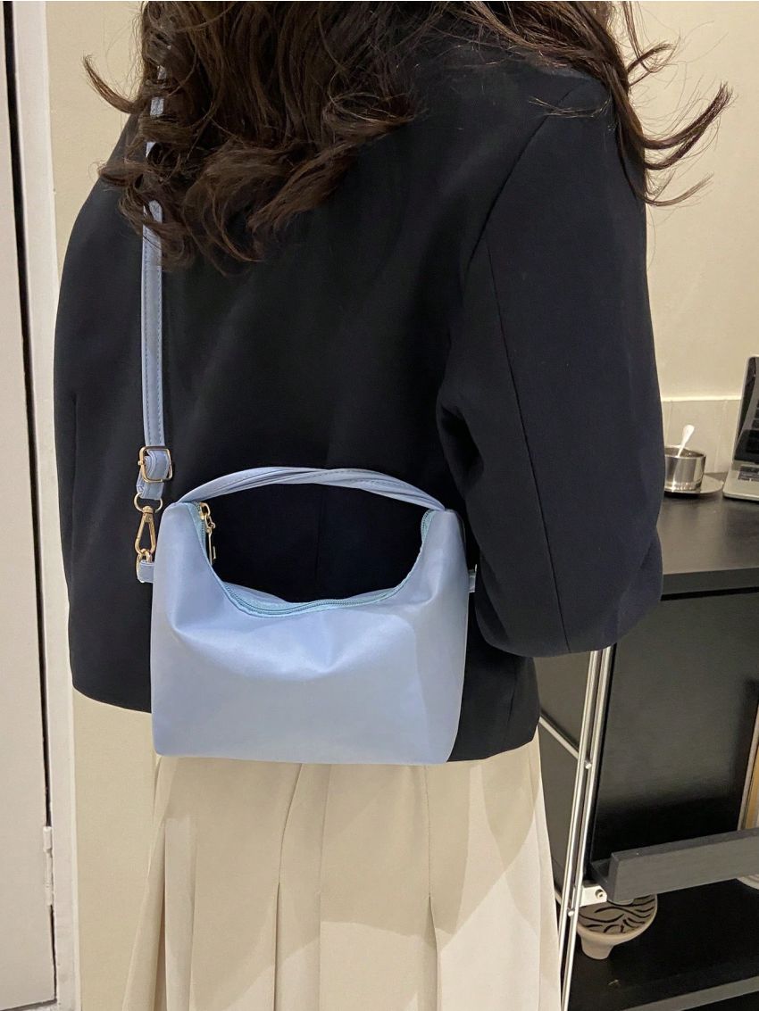 Mini Hobo Bag Baby Blue Minimalist Top Handle For Daily
