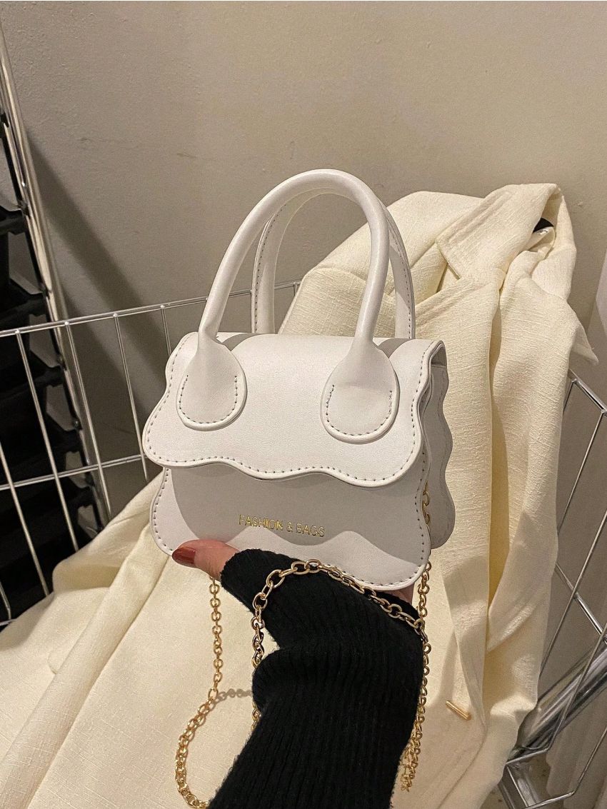 Mini Square Bag Scallop Detail Flap Fashionable