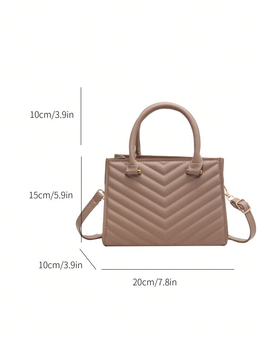 Mini Square Bag Chevron Pattern Khaki Double Handle