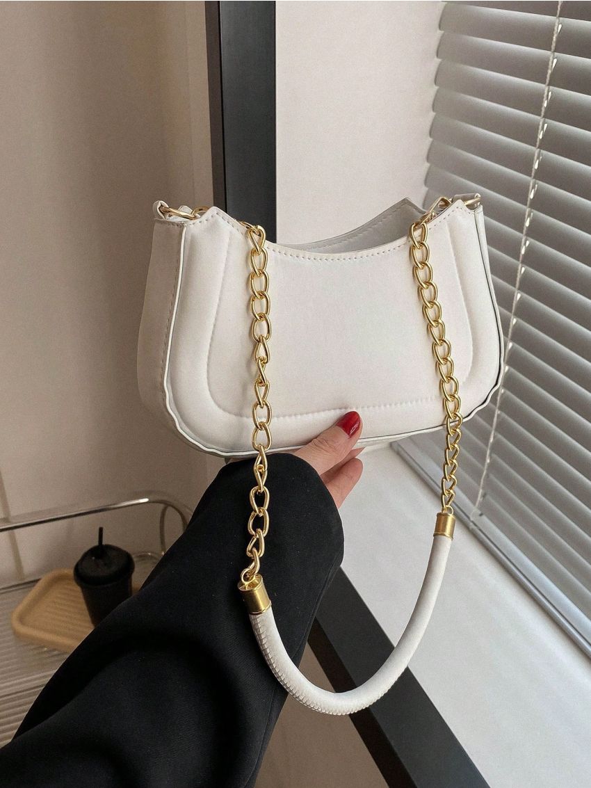 Small Hobo Bag White Fashionable Chain Strap