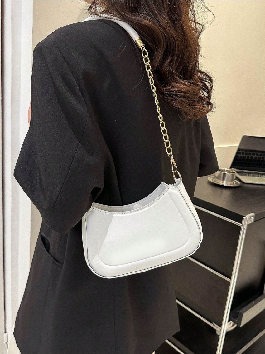 Small Hobo Bag White Fashionable Chain Strap