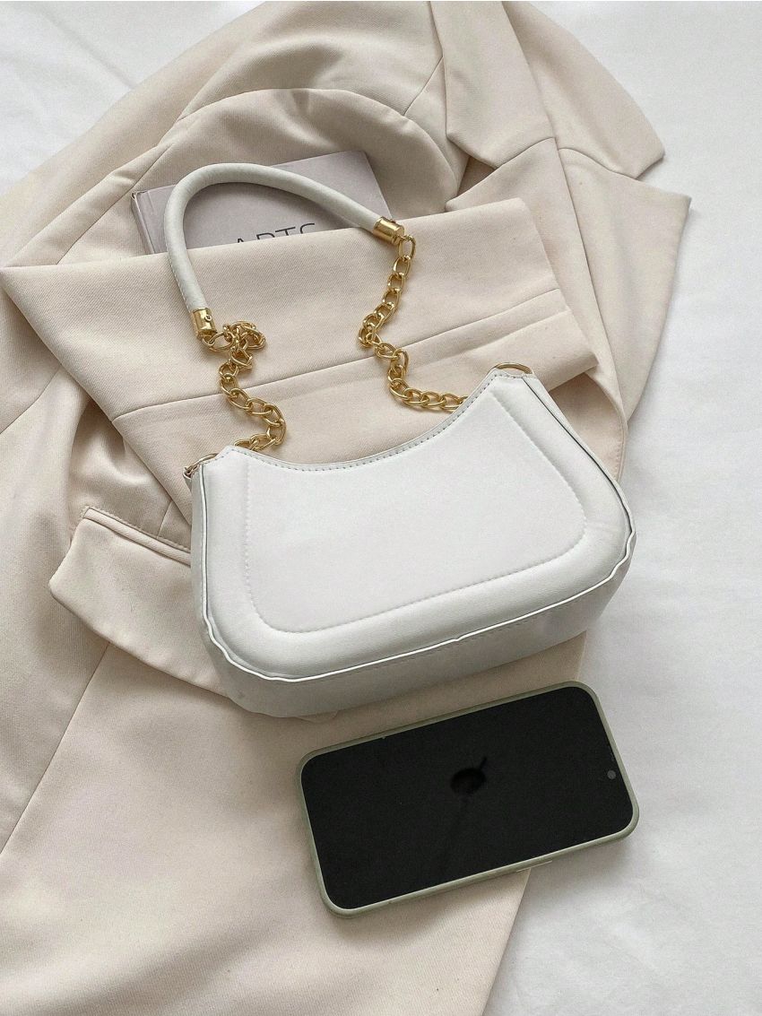 Small Hobo Bag White Fashionable Chain Strap