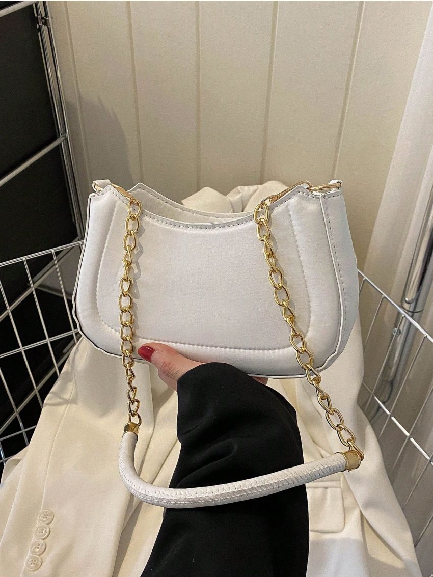 Small Hobo Bag White Fashionable Chain Strap