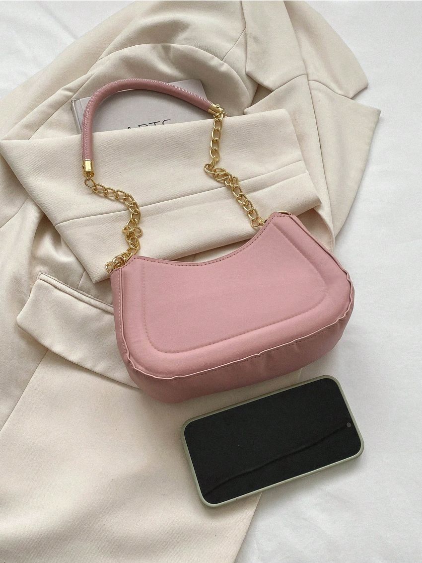 Small Hobo Bag Baby Pink Fashionable Chain Strap