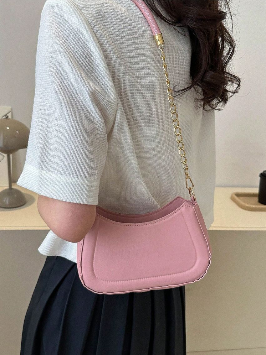 Small Hobo Bag Baby Pink Fashionable Chain Strap