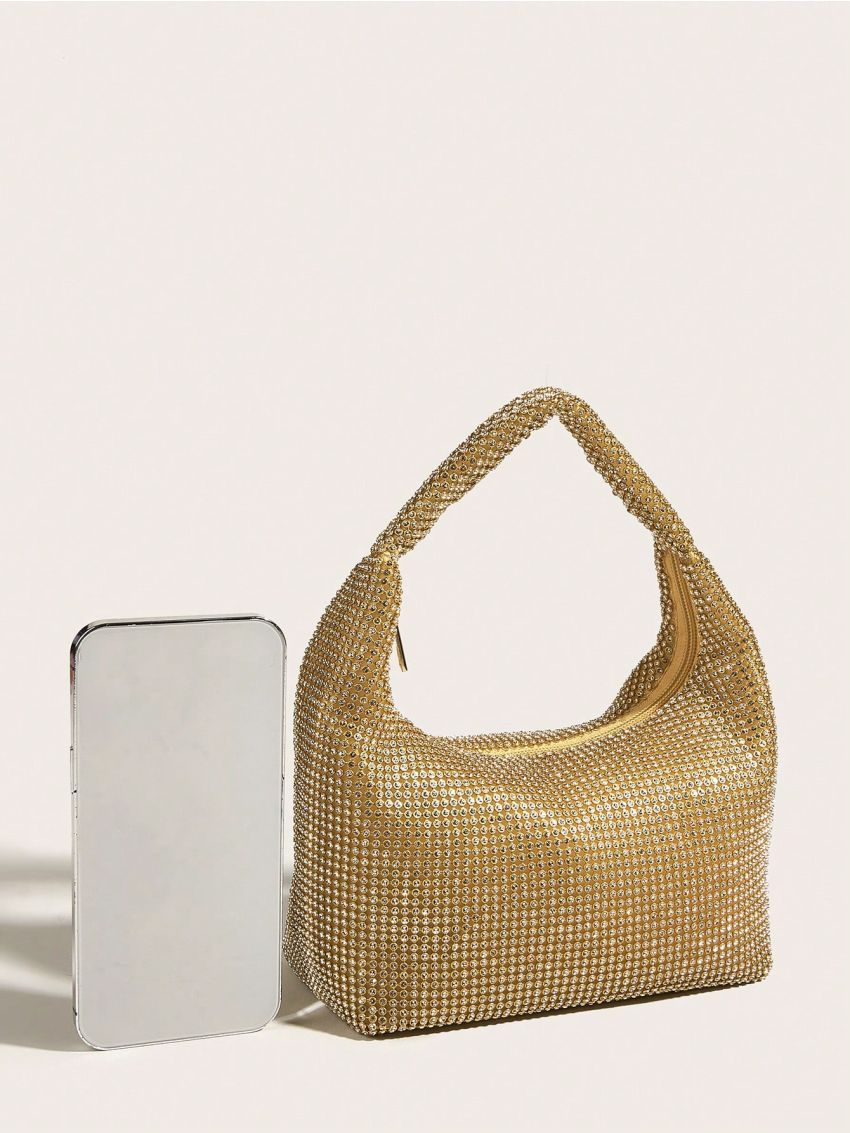 Small Evening Bag Rhinestone Decor Glamorous, Perfect Bride Purse For Wedding, Prom & Party Events