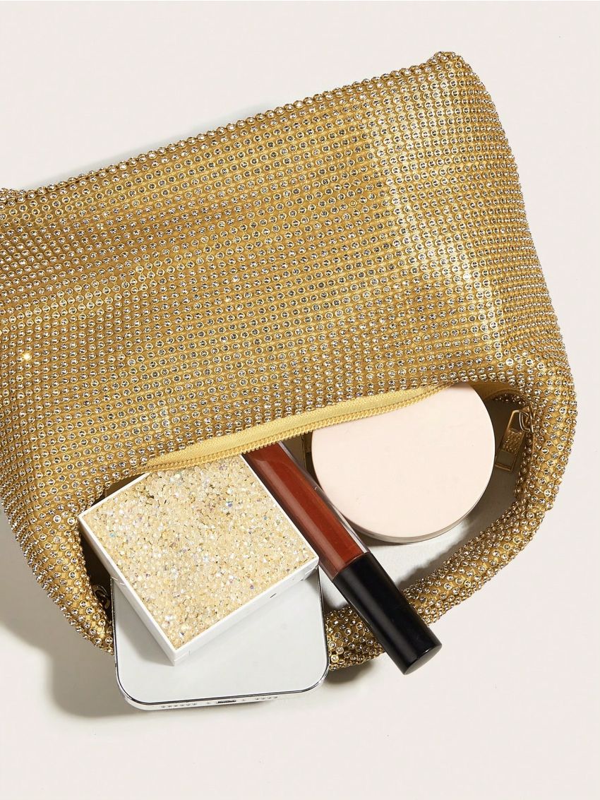 Small Evening Bag Rhinestone Decor Glamorous, Perfect Bride Purse For Wedding, Prom & Party Events