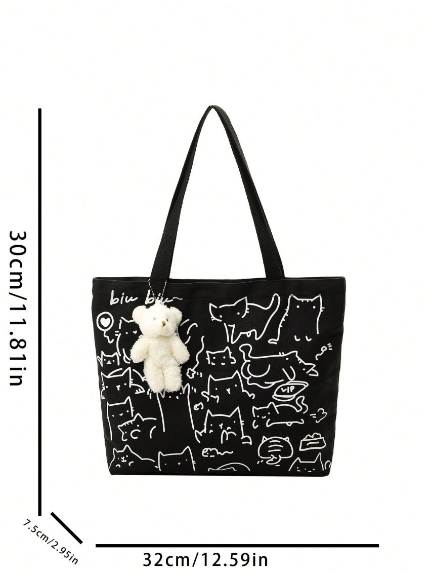 Small Shopper Bag Cartoon Graphic Preppy