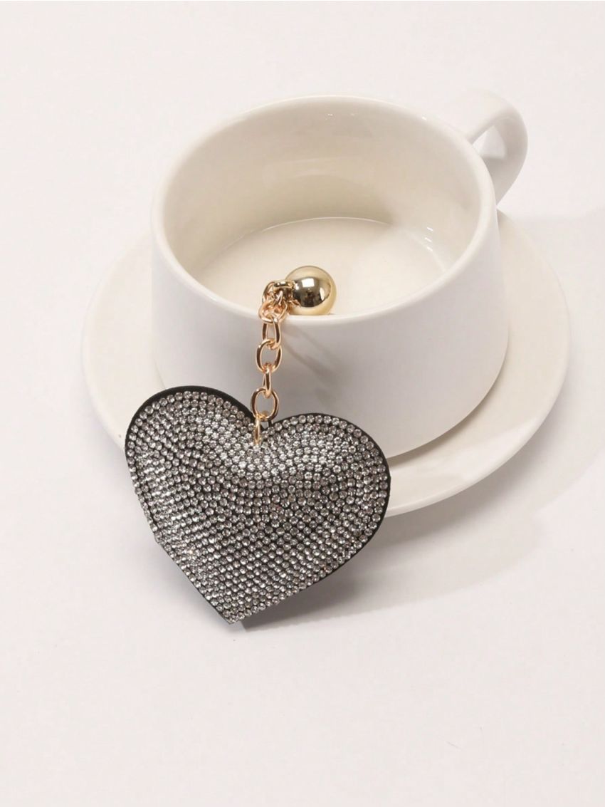 Love Heart Keychain Full Rhinestone Alloy Key Ring Women Handbag Pendant Creative Key Chain