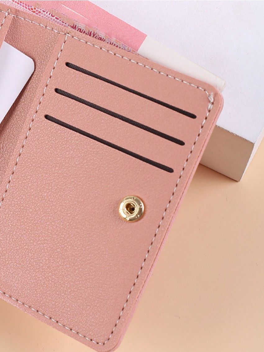 Fashion Daily Commuting Color Pu Simple Multi-Card Short Wallet