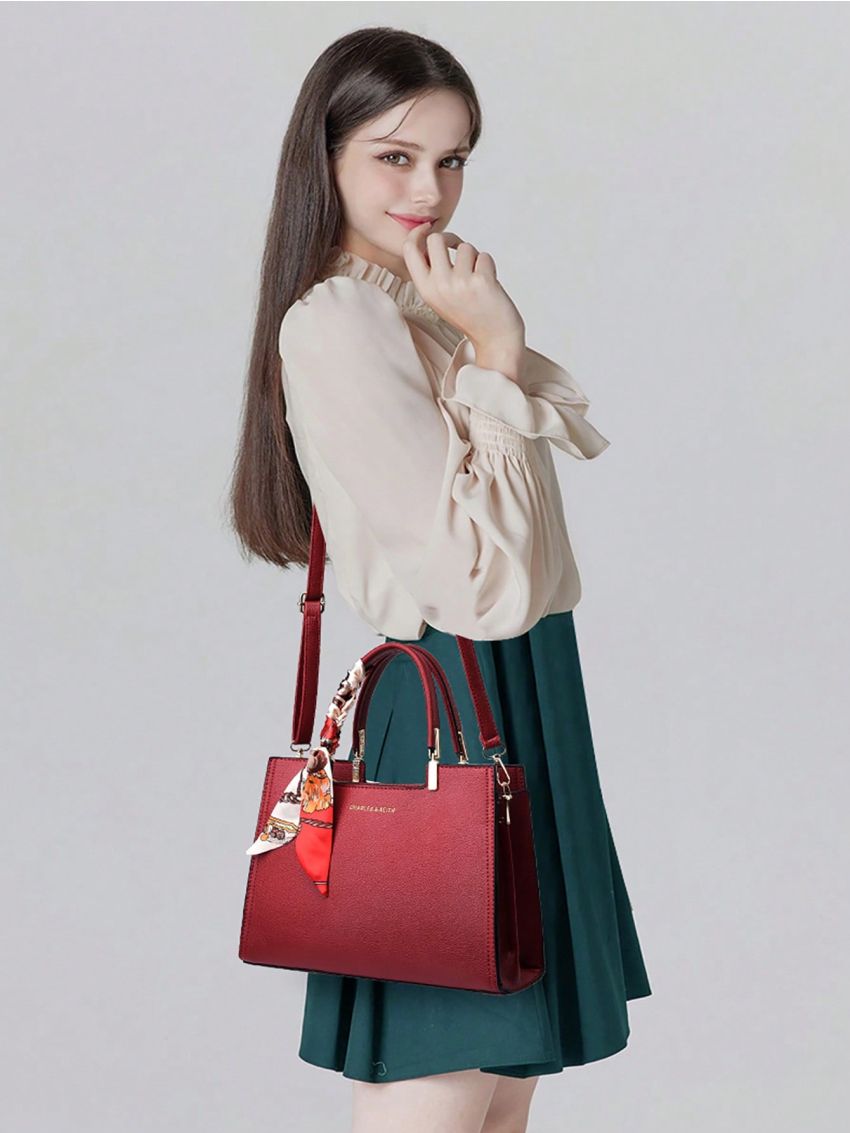 Medium Square Bag Letter Graphic Twilly Scarf Decor