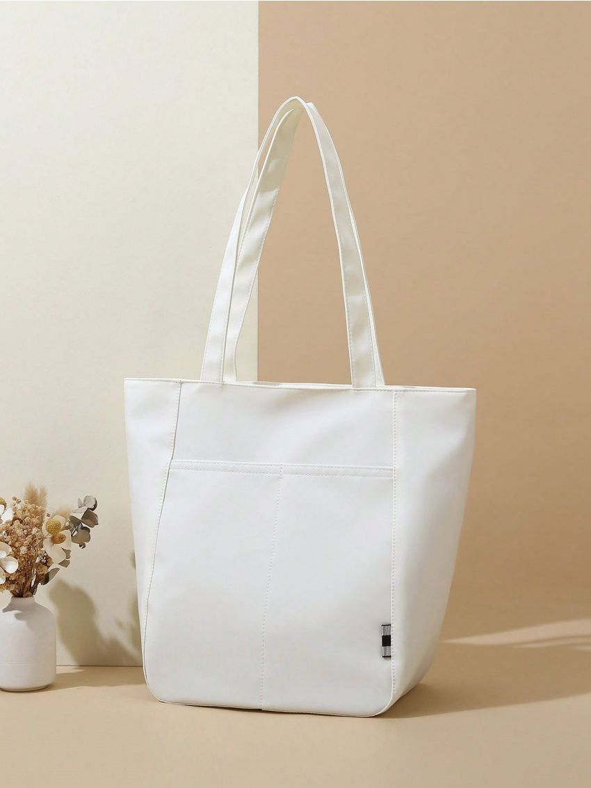 Medium Square Bag Waterproof Nylon White Double Handle