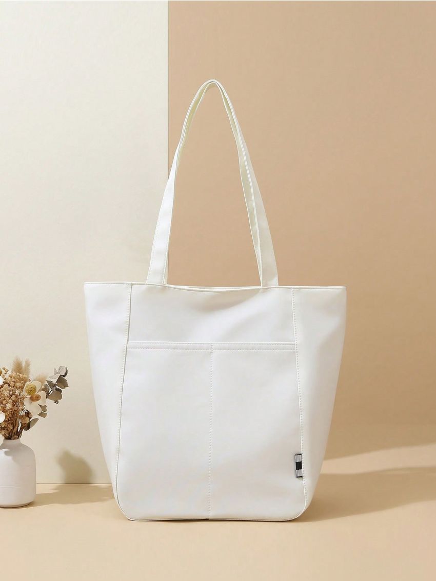 Medium Square Bag Waterproof Nylon White Double Handle