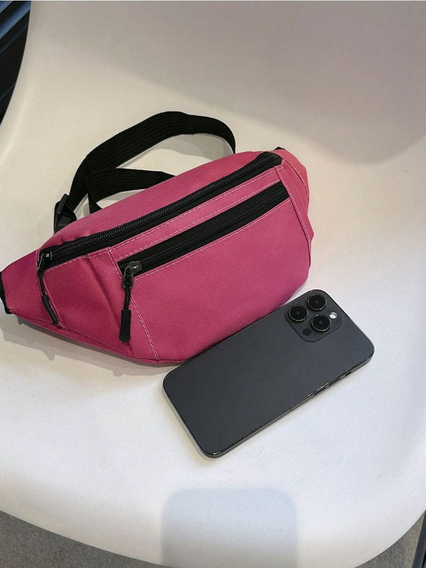 Medium Fanny Pack Zip Front Neon Pink Funky