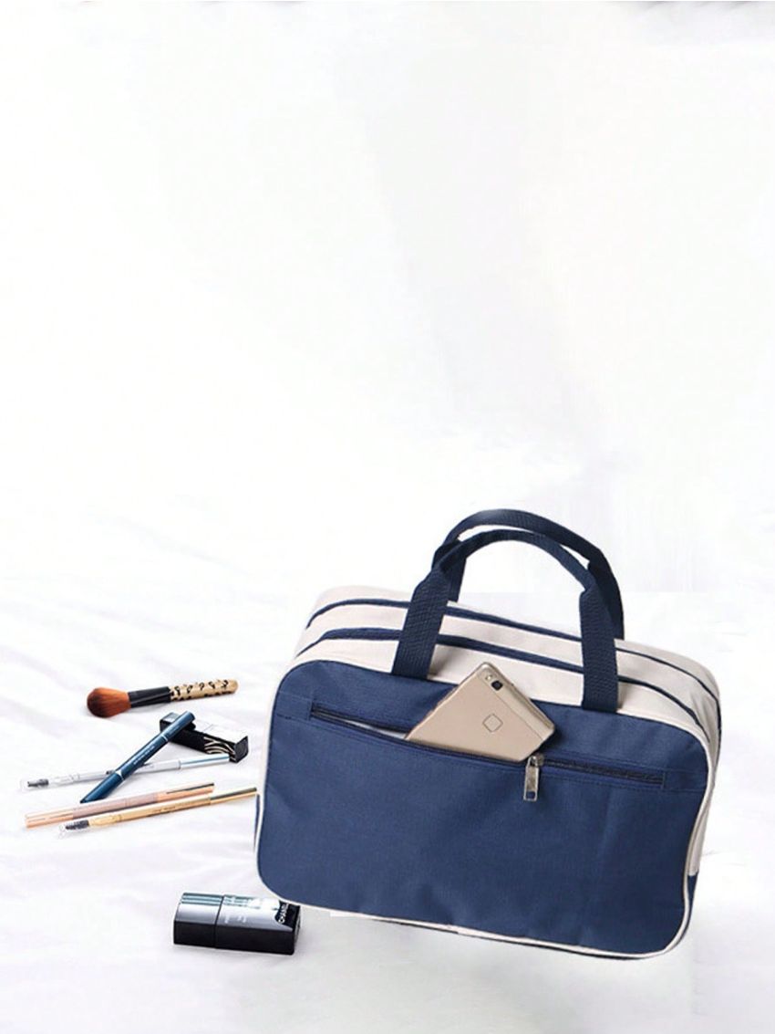 Two Tone Tote Bag Double Handle Zipper