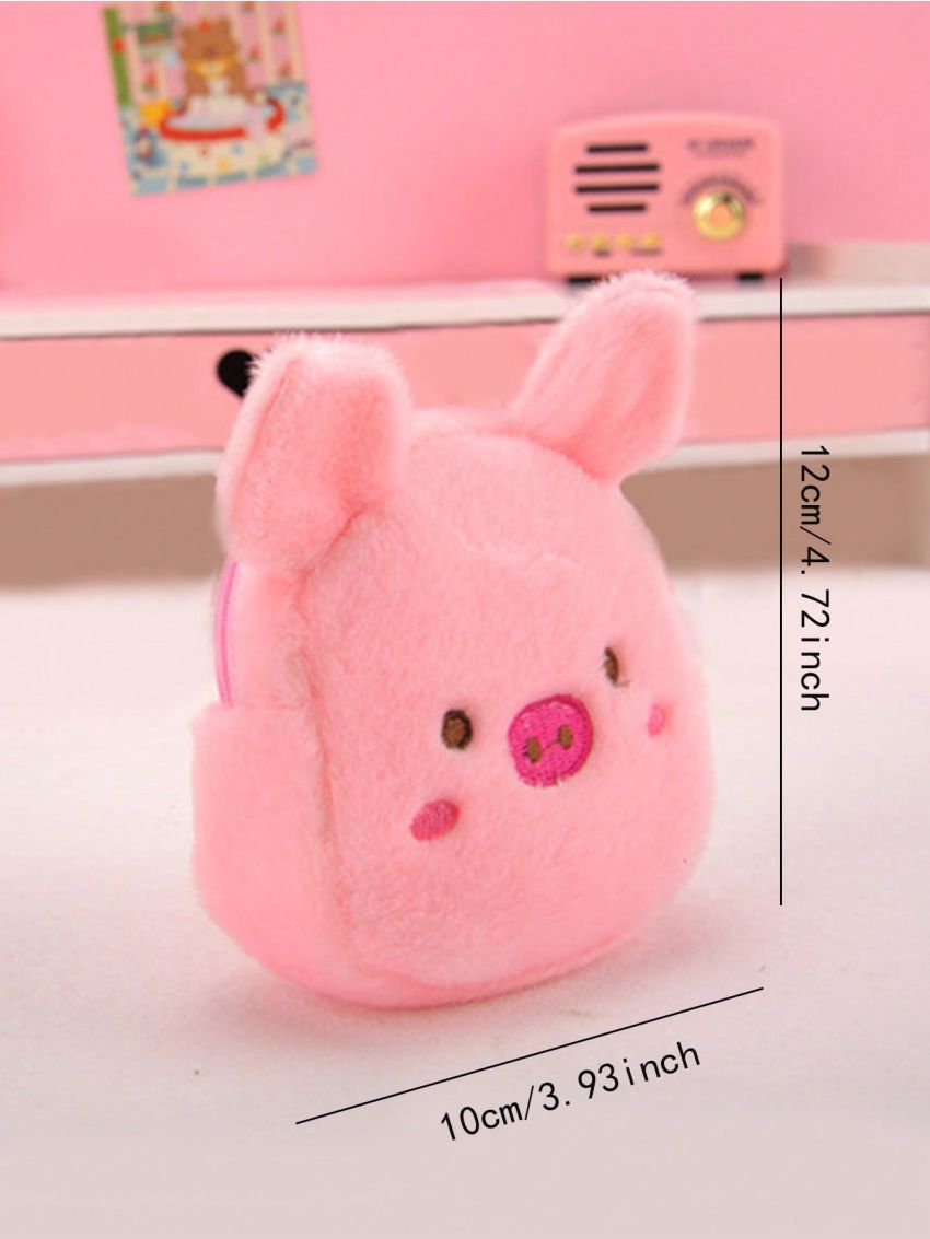 Cute Cartoon Soft Plush Coin Purse Mini Zipper Wallet Lipstick Earphone Key Organizer Pouch Bag