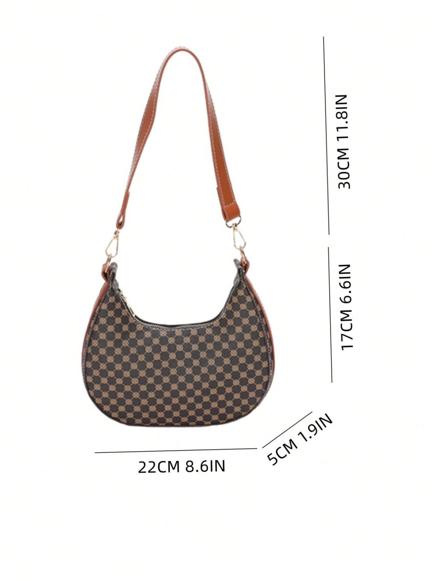 Geometric Pattern Hobo Bag Small Zipper Pu