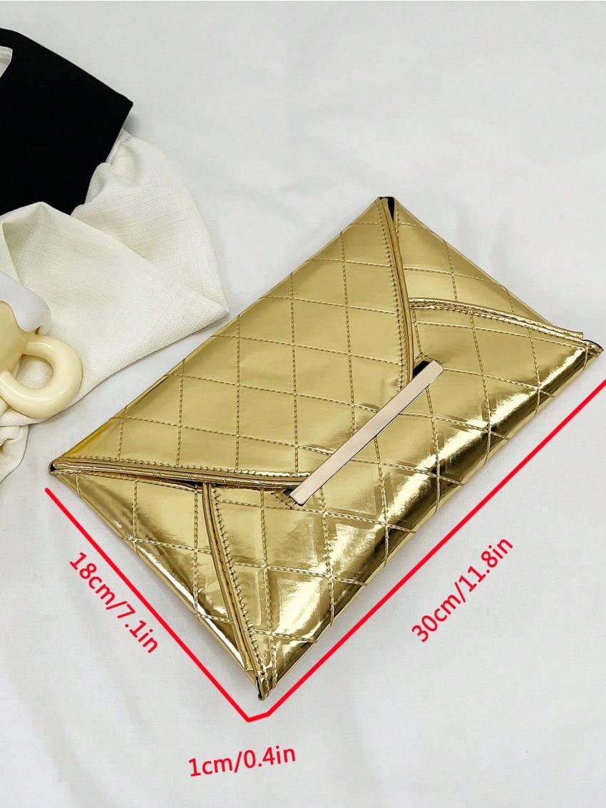 Stitch Detail Envelope Bag Flap Metallic Funky