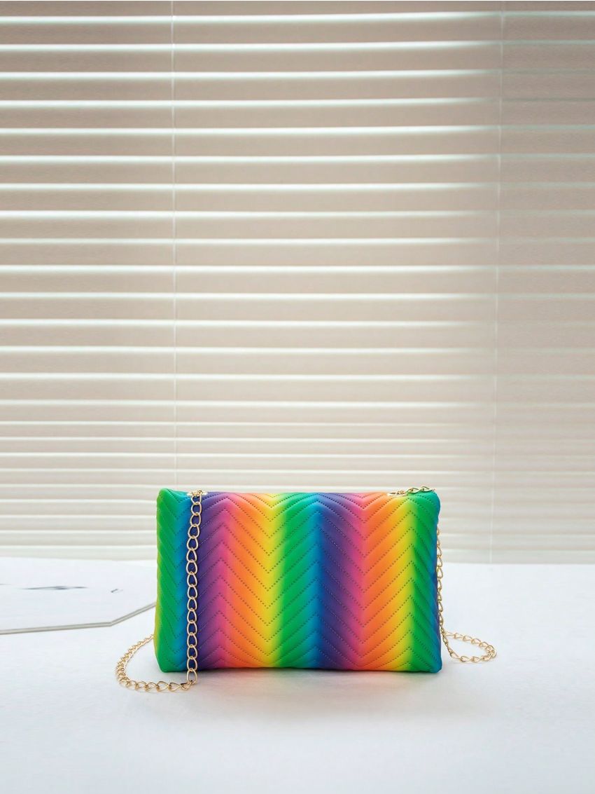 Rainbow Striped Pattern Square Bag Flap Small