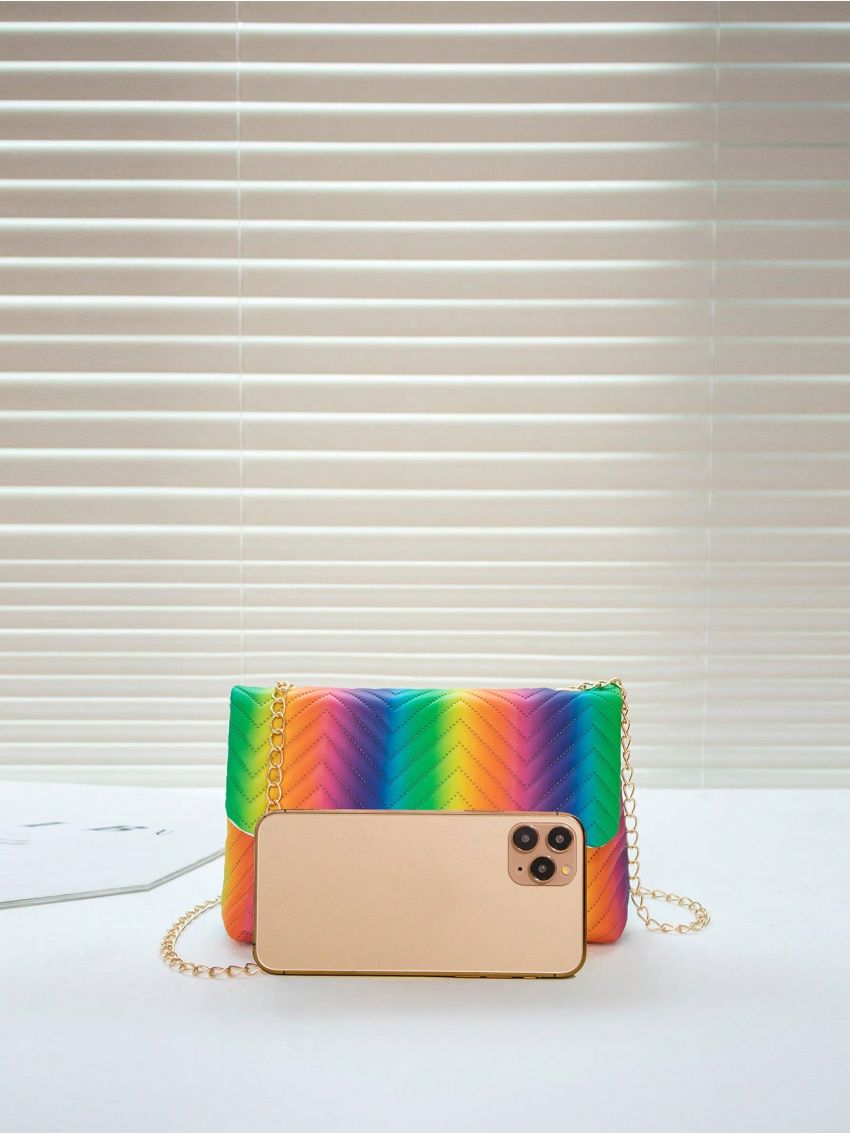 Rainbow Striped Pattern Square Bag Flap Small
