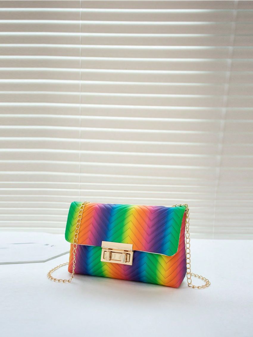 Rainbow Striped Pattern Square Bag Flap Small