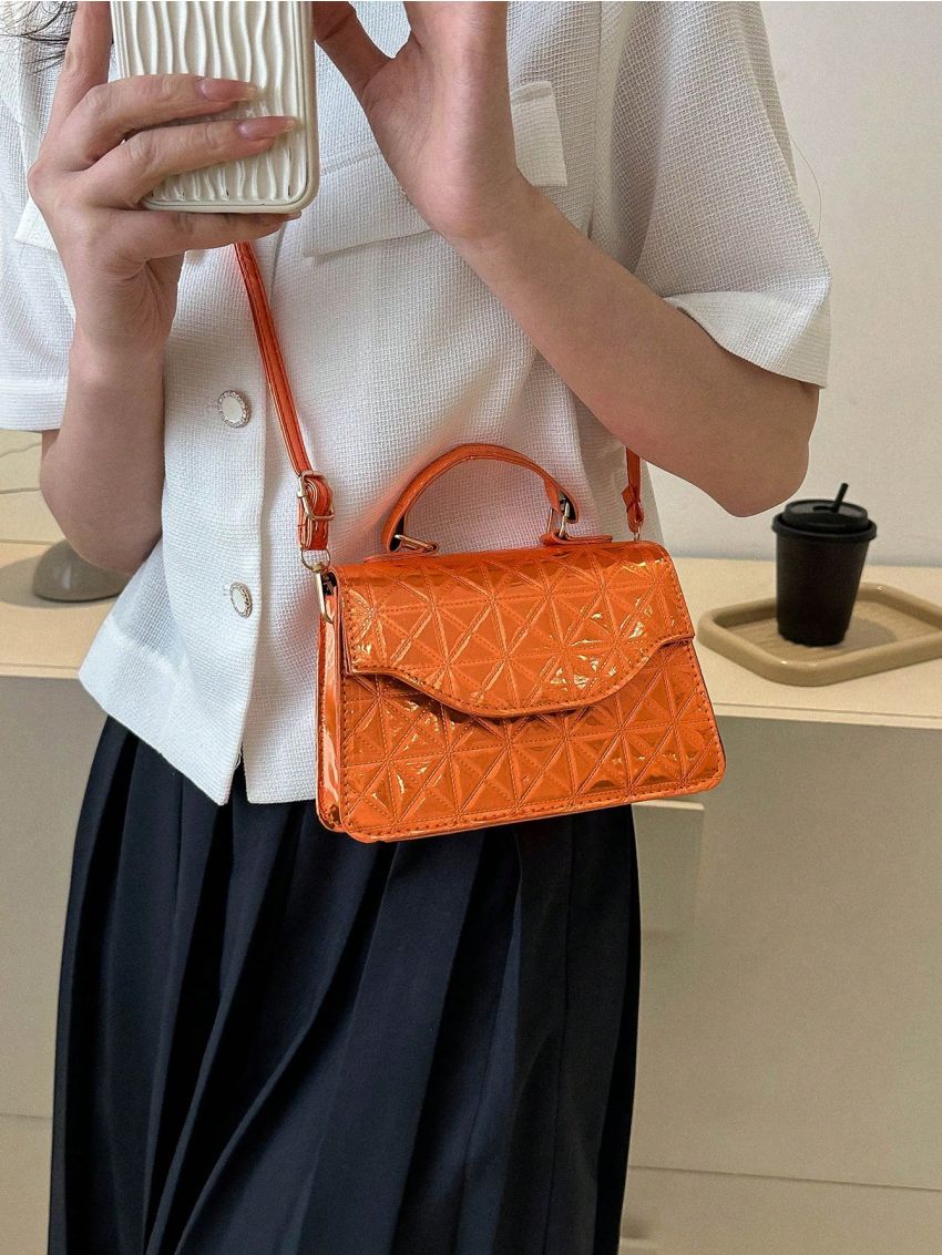 Mini Stitch Detail Square Bag Flap Metallic Funky