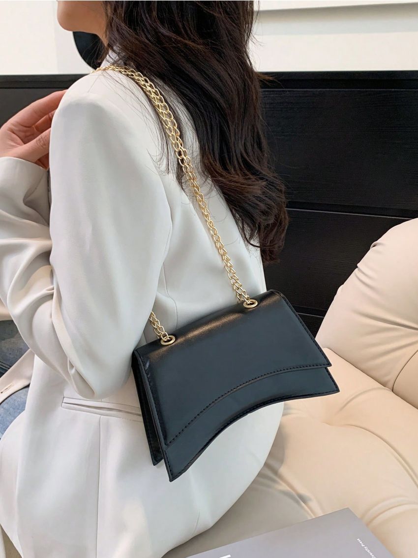 Minimalist Novelty Bag Flap Chain Strap Neon Pink Funky