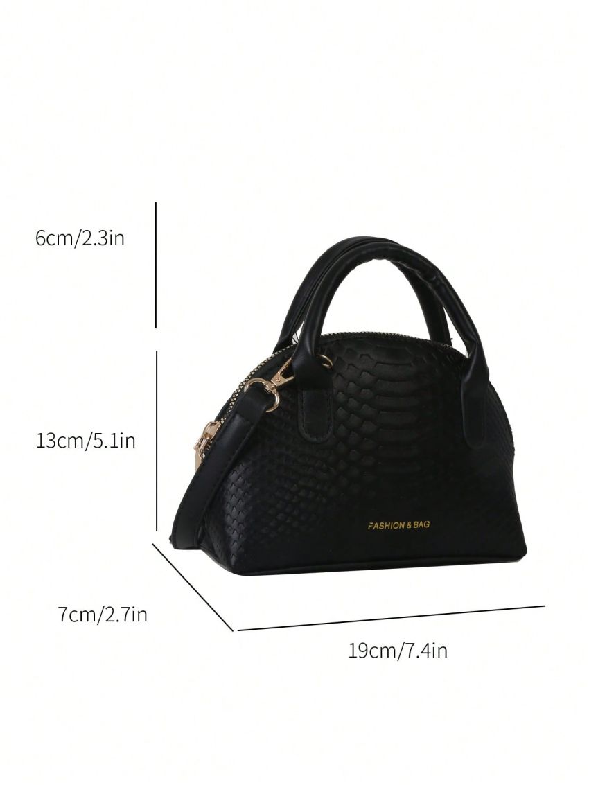 Mini Snakeskin Embossed Dome Bag Double Handle