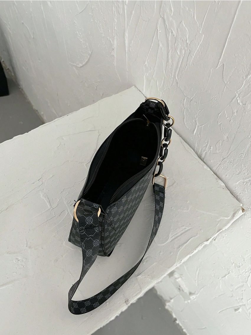 Mini Fashion Geometric Pattern Baguette Bag Zipper