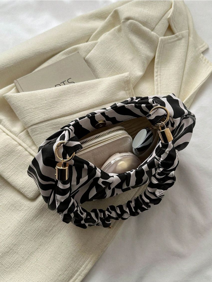 Medium Hobo Bag Cow Print Fashionable For Daily