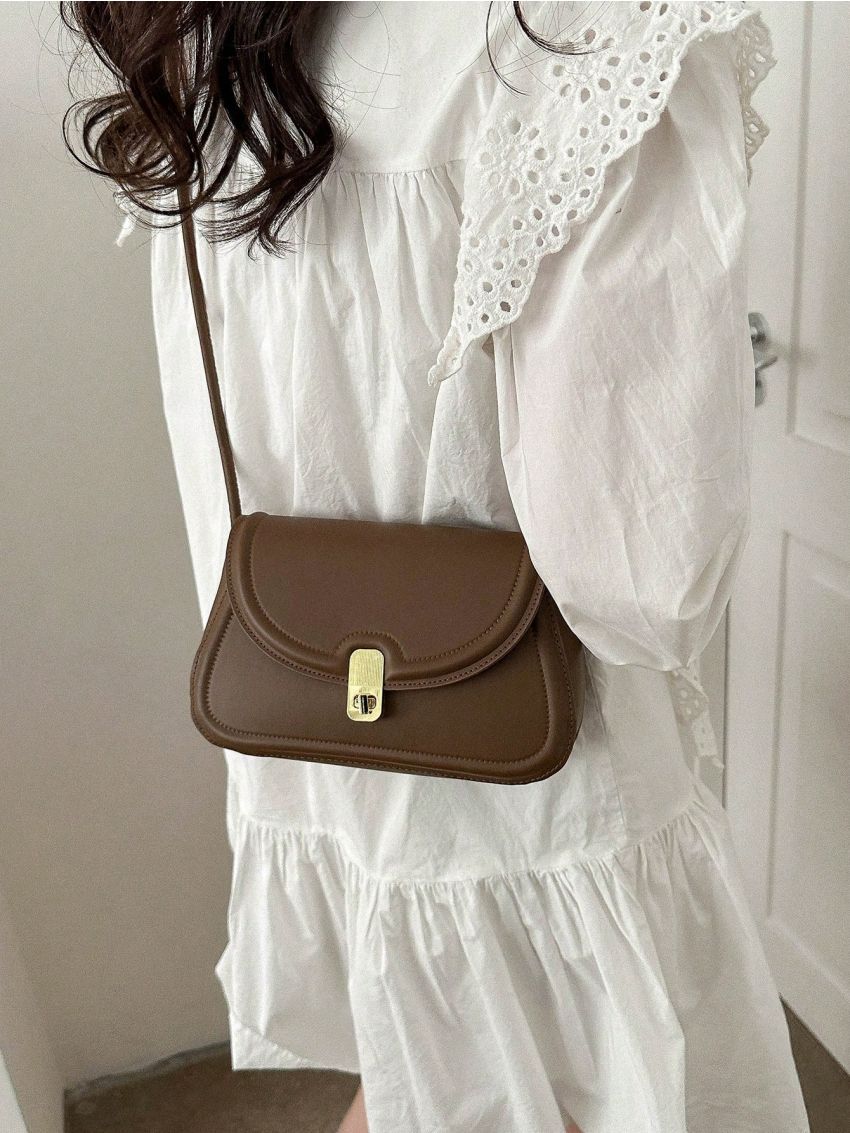 Small Saddle Bag Brown Flap For Work