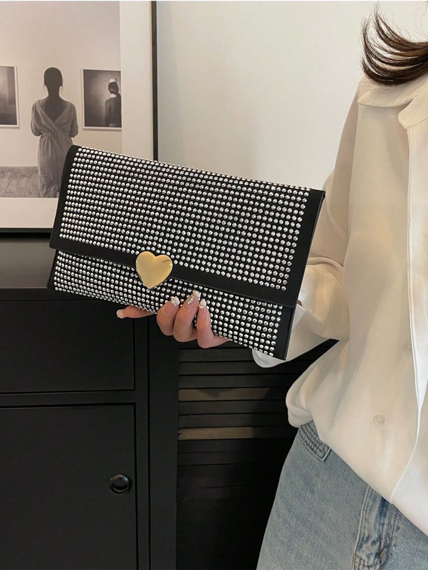 Black Envelope Bag Studded & Metal Decor Punk