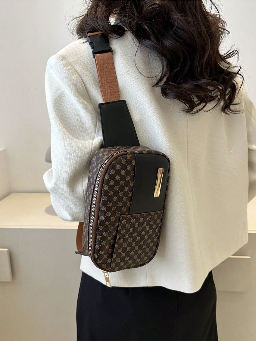 All Over Print Fanny Pack Metal Decor Adjustable Strap For Daily