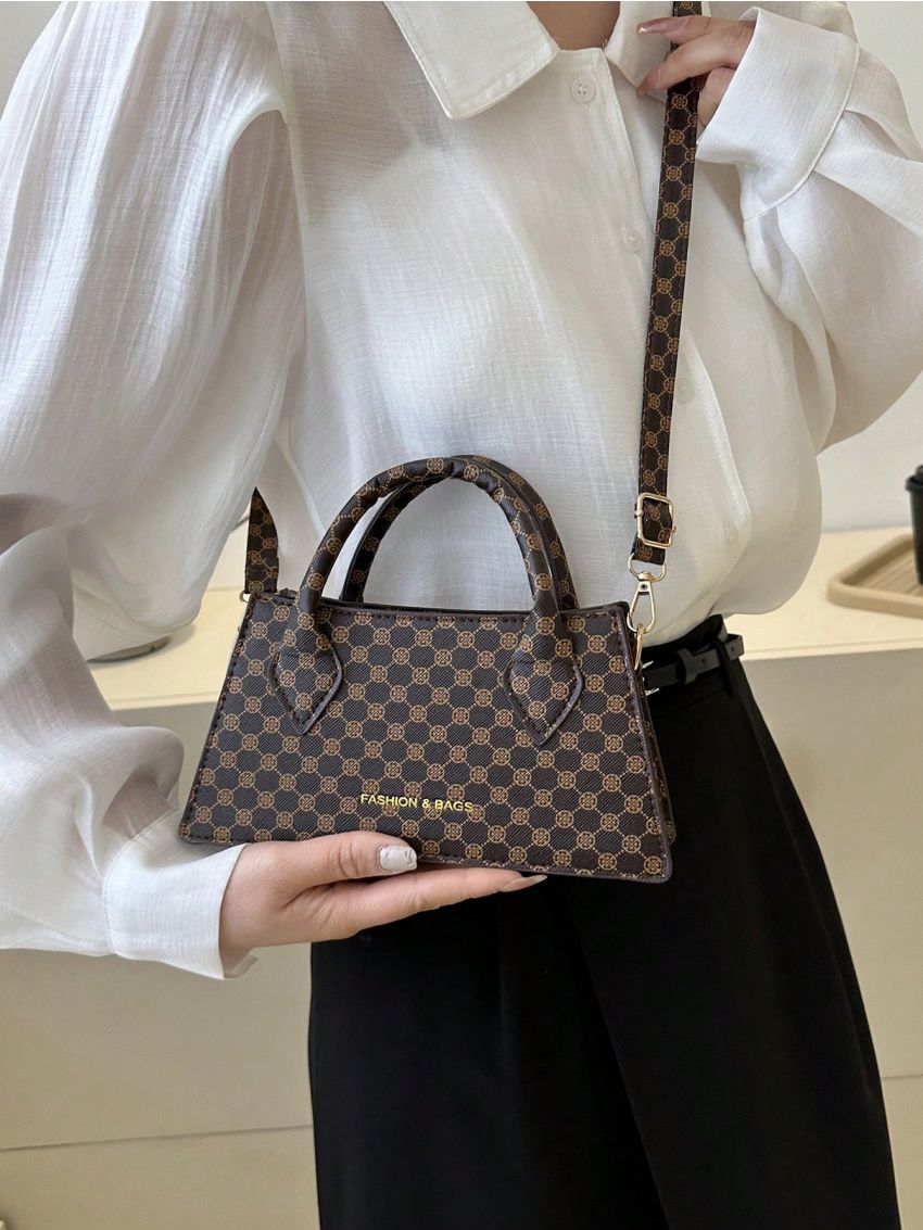 Small Baguette Bag All Over Print Double Handle For Daily