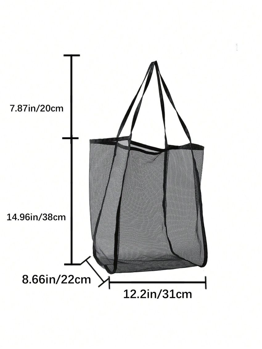 Fashion High Capacity Mesh Shoulder Bag Shopping Bag, Clear Bag