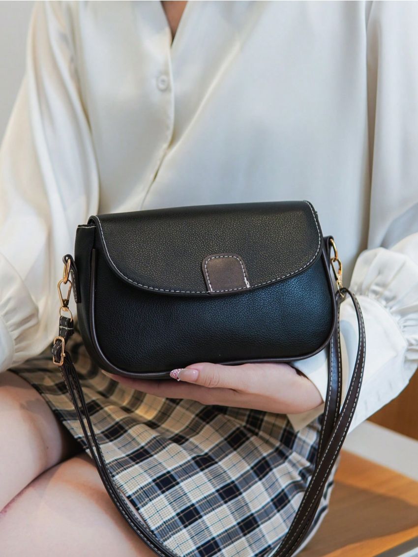 Small Flap Saddle Bag Patch Decor Stitch Detail