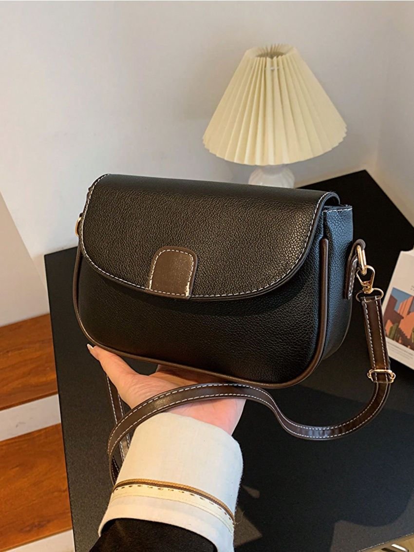 Small Flap Saddle Bag Patch Decor Stitch Detail