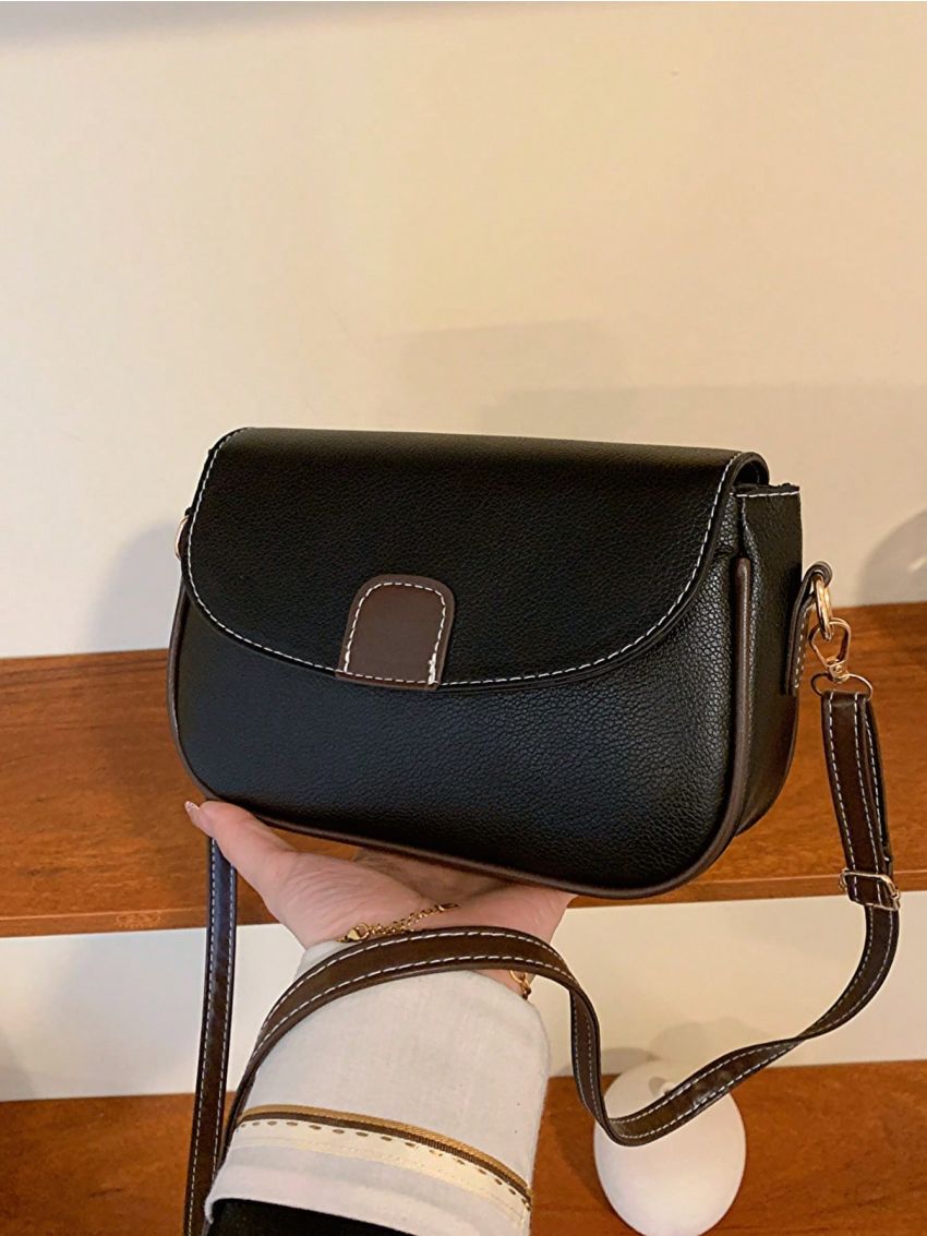 Small Flap Saddle Bag Patch Decor Stitch Detail