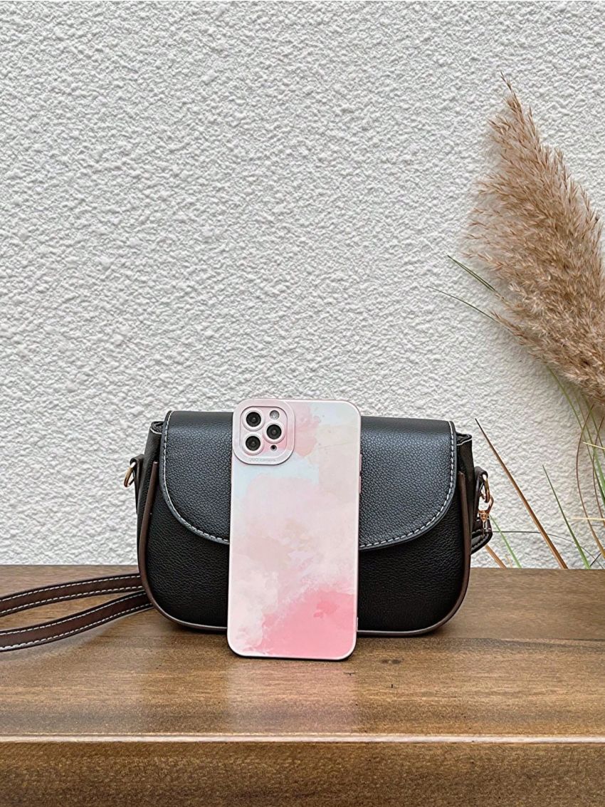 Small Flap Saddle Bag Patch Decor Stitch Detail