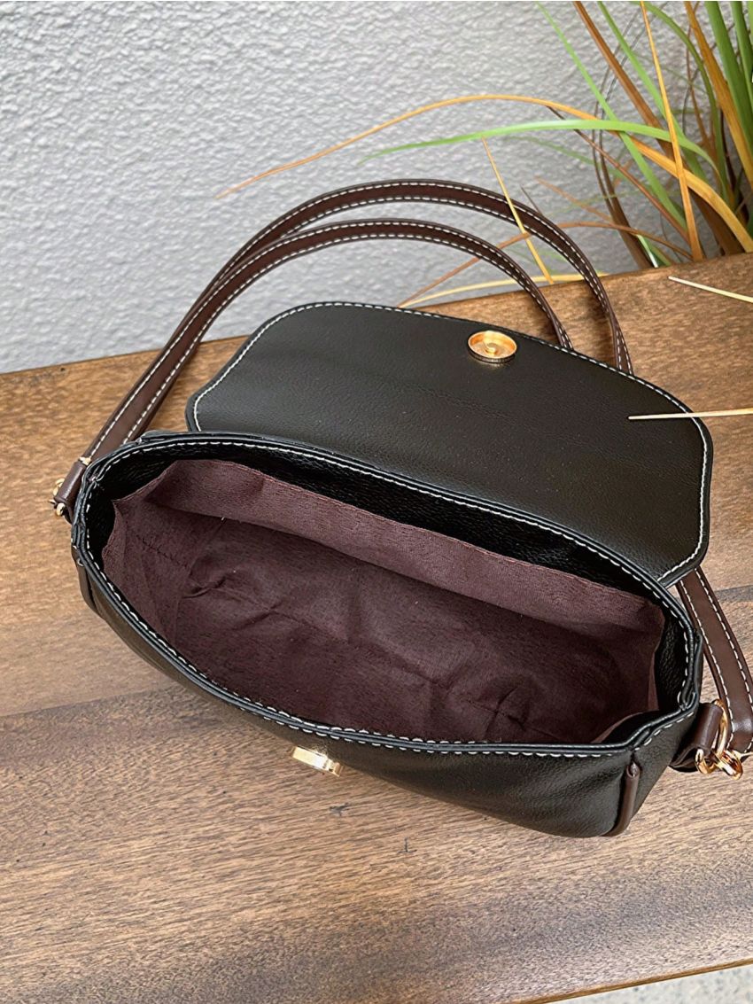 Small Flap Saddle Bag Patch Decor Stitch Detail