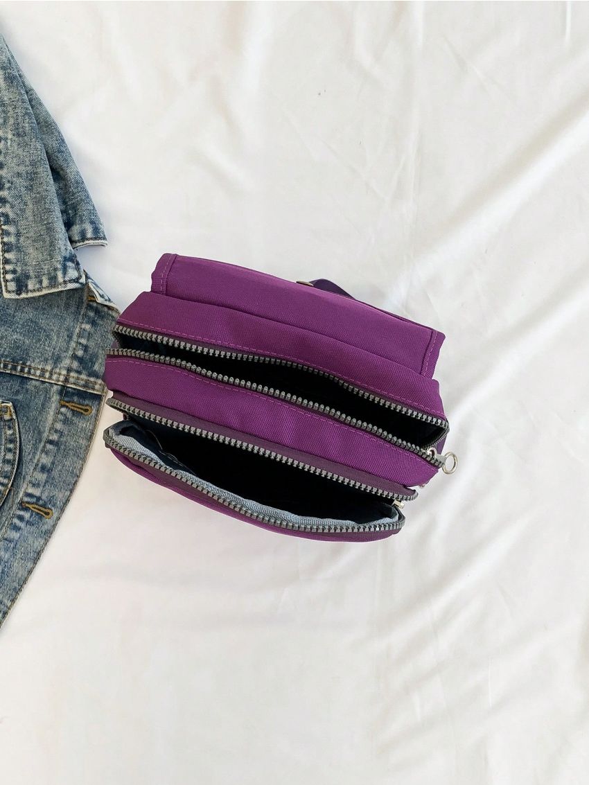 Mini Square Bag Oxford Zip Front Purple