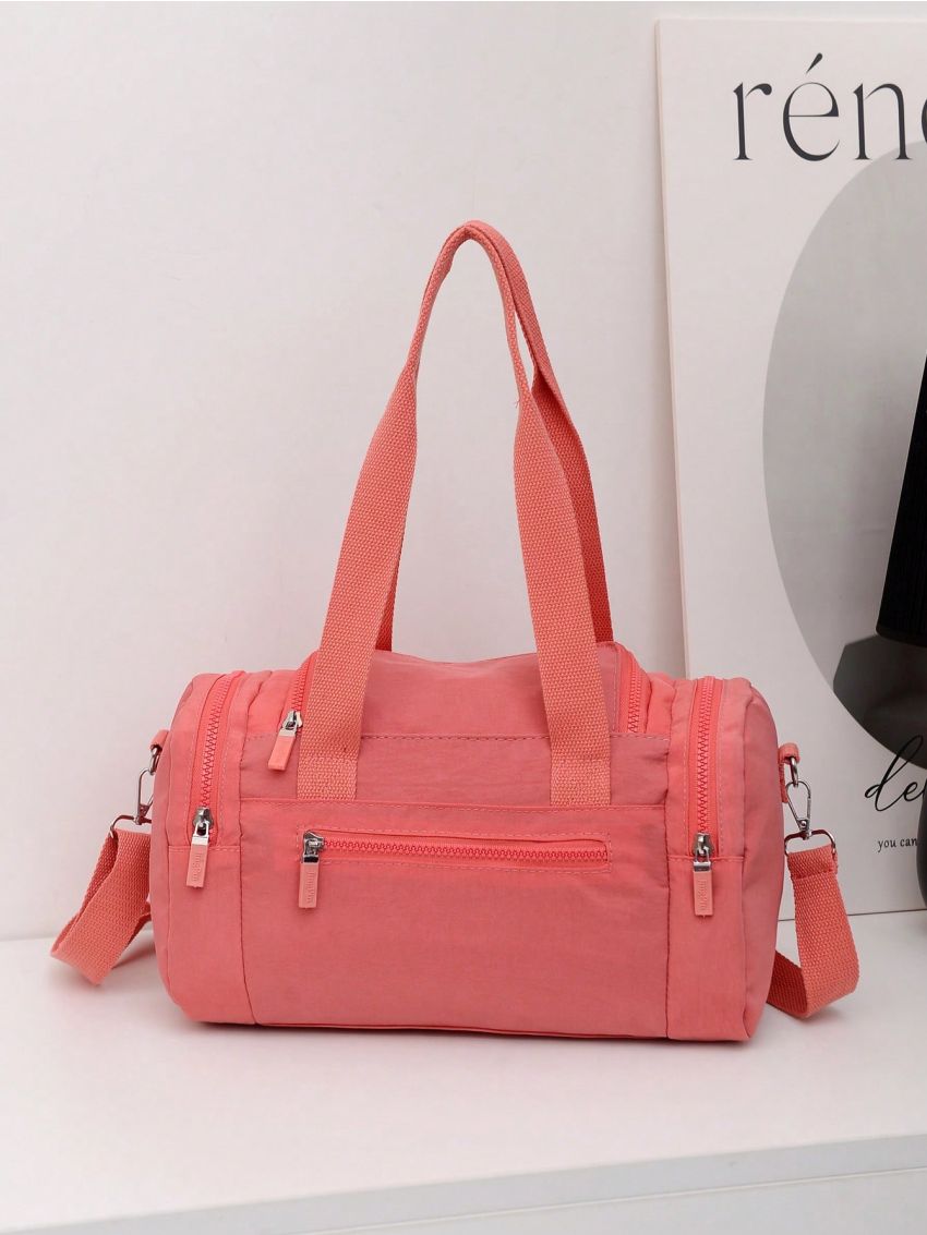 Letter Patch Detail Duffel Bag Watermelon Pink
