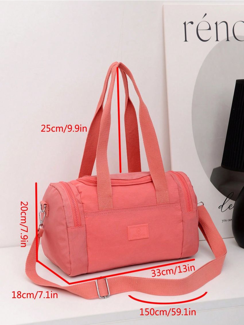 Letter Patch Detail Duffel Bag Watermelon Pink