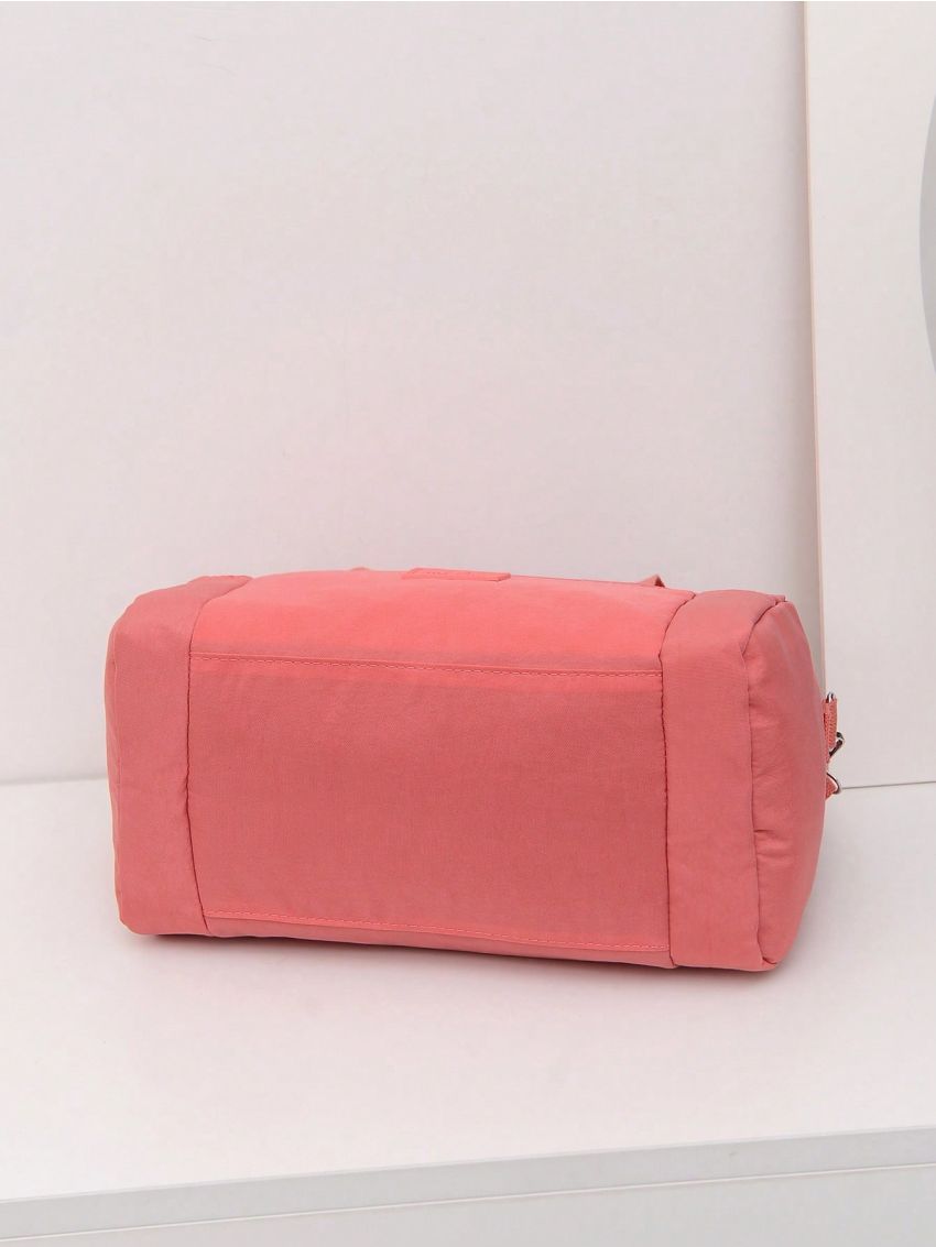 Letter Patch Detail Duffel Bag Watermelon Pink