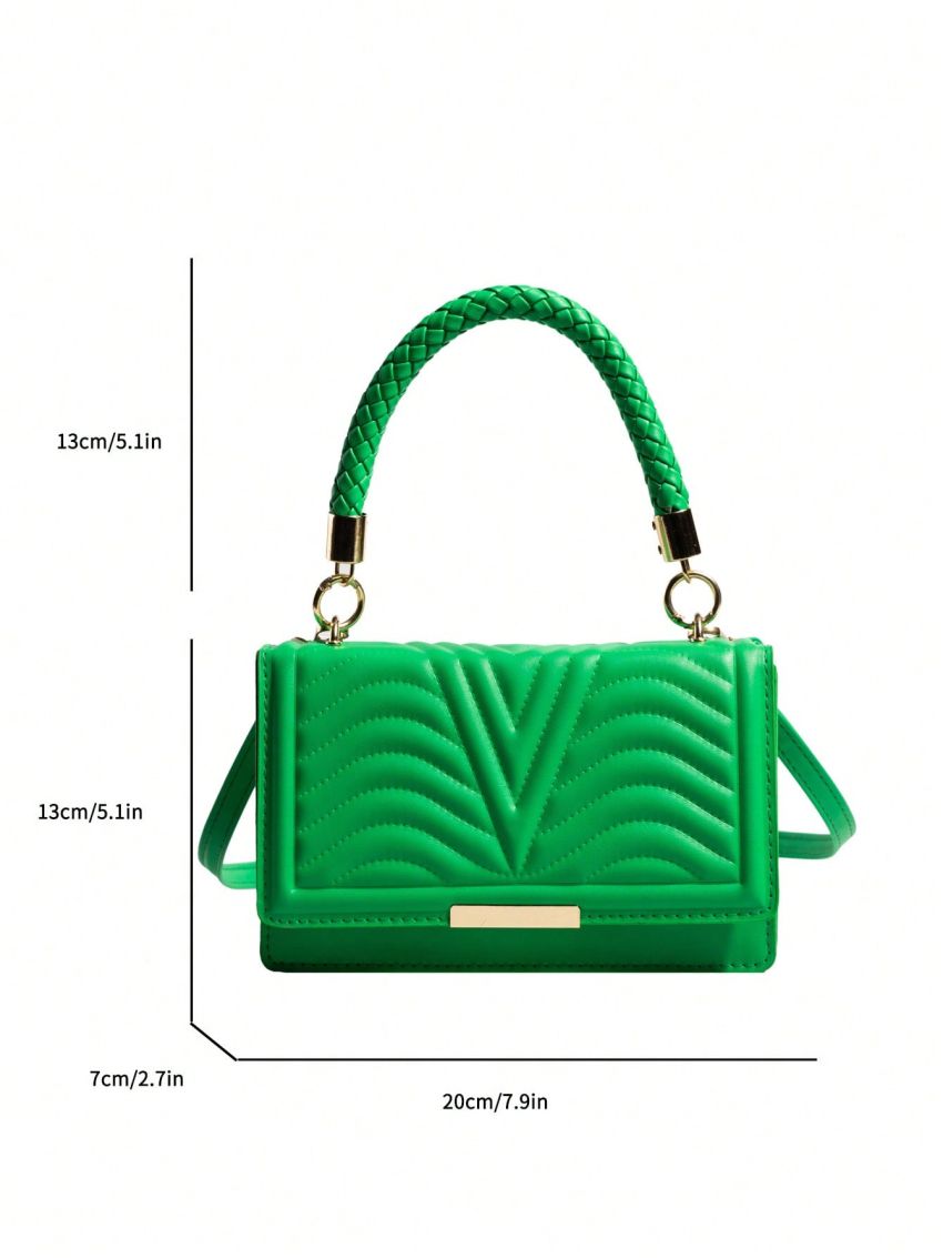 Mini Square Bag Quilted Flap PU Green