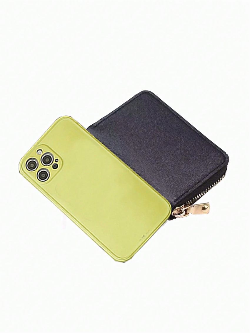 Solid Color Card Holder Zipper Around