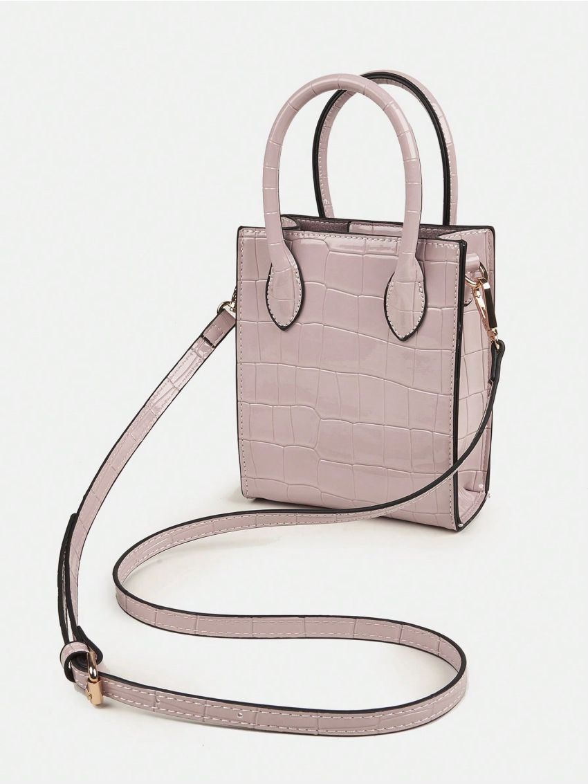 Mini Square Bag Embossed Detail Contrast Binding